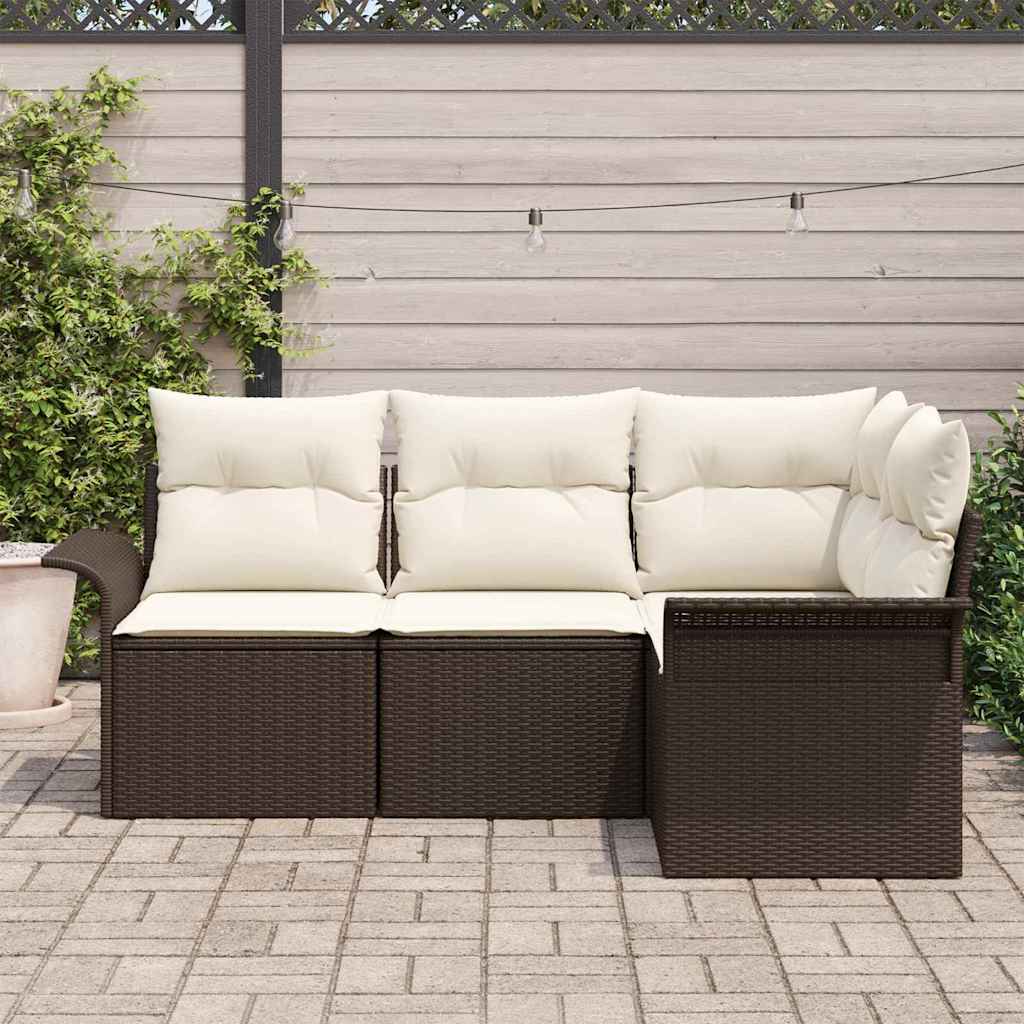 Tuin Sofa Set met kussen 4 pcs Bruin poly rattan is nu te koop bij PeponiXL, paradijselijk wonen!