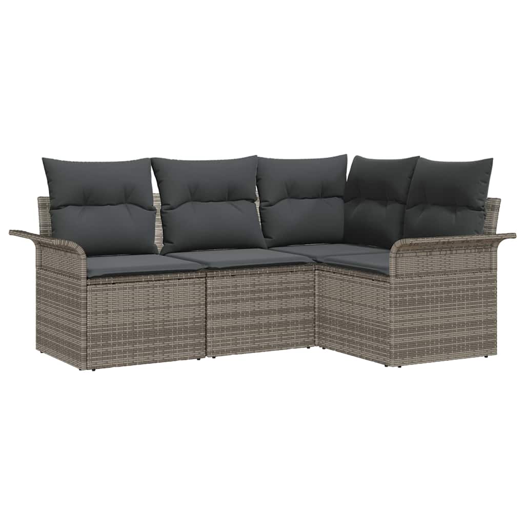 Tuin Sofa Set met kussen 4 pcs Grijs poly rattan is nu te koop bij PeponiXL, paradijselijk wonen!