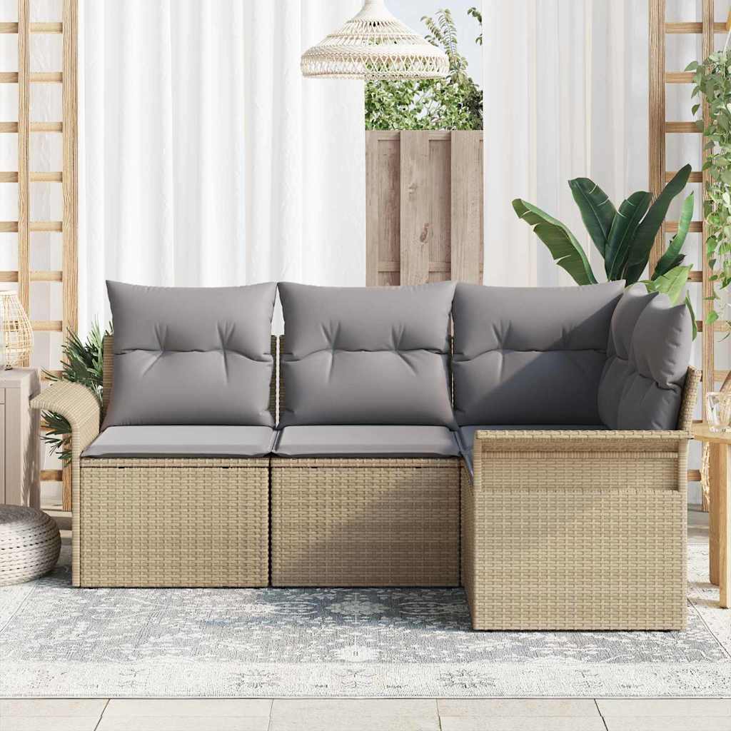 Tuin Sofa Set met kussen 4 pcs Beige poly rattan is nu te koop bij PeponiXL, paradijselijk wonen!