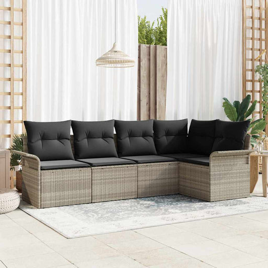 Tuin Sofa Set met kussen 5 pcs poly rattan is nu te koop bij PeponiXL, paradijselijk wonen!