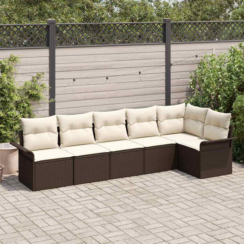 Tuin Sofa Set met kussen 6 pcs Bruin poly rattan is nu te koop bij PeponiXL, paradijselijk wonen!