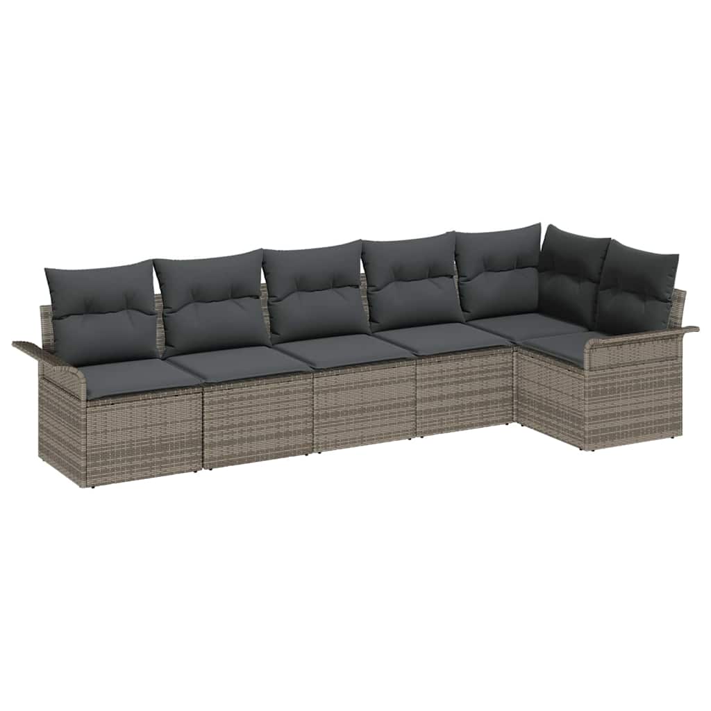 Tuin Sofa Set met kussen 6 pcs Grijs poly rattan is nu te koop bij PeponiXL, paradijselijk wonen!