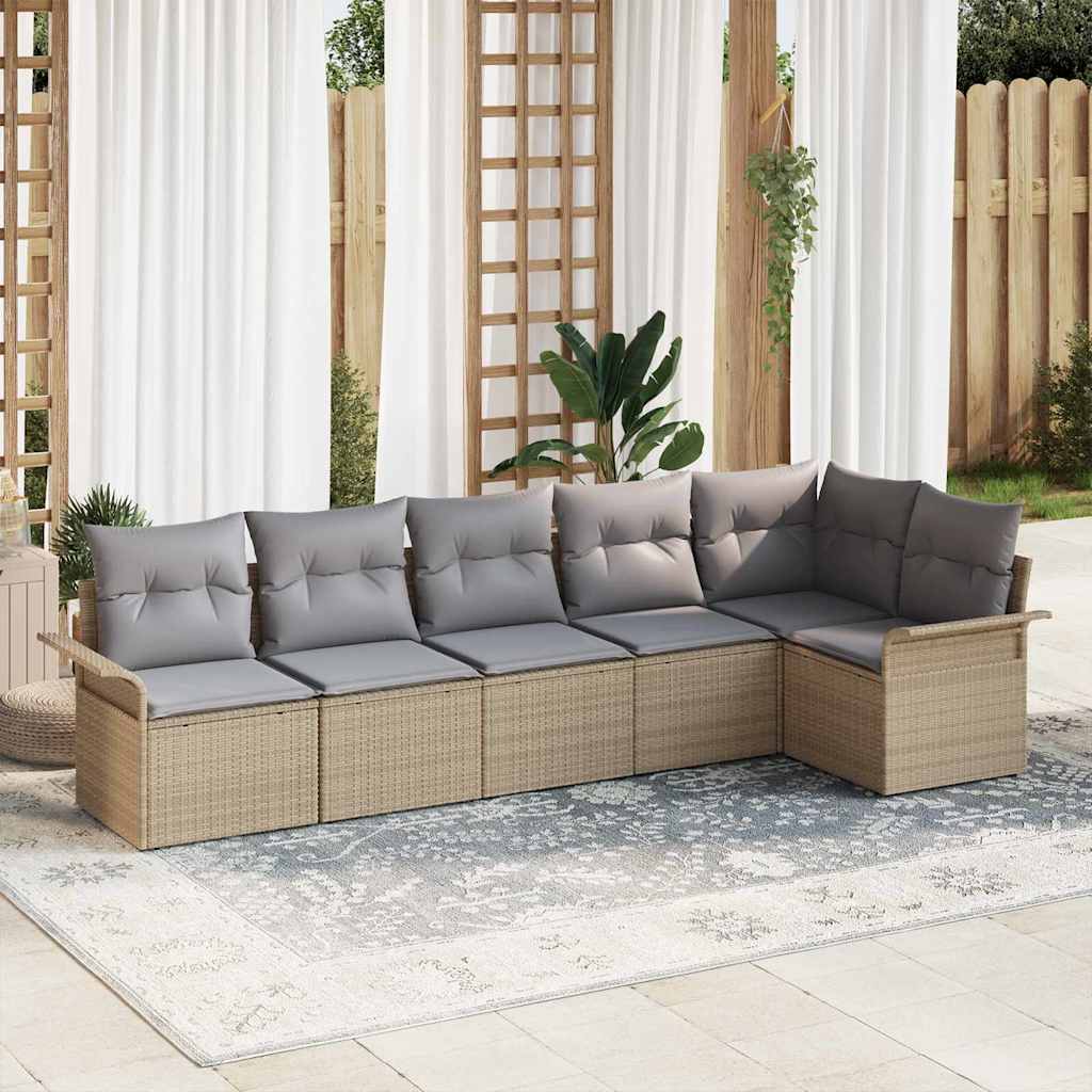 Tuin Sofa Set met kussen 6 pcs Beige poly rattan is nu te koop bij PeponiXL, paradijselijk wonen!