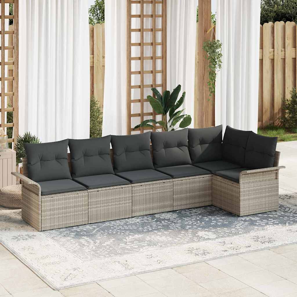 Tuin Sofa Set met kussen 6 pcs Lichtgrijs poly rattan is nu te koop bij PeponiXL, paradijselijk wonen!