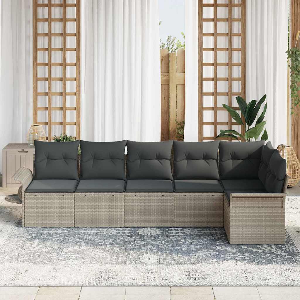 Tuin Sofa Set met kussen 6 pcs Lichtgrijs poly rattan is nu te koop bij PeponiXL, paradijselijk wonen!