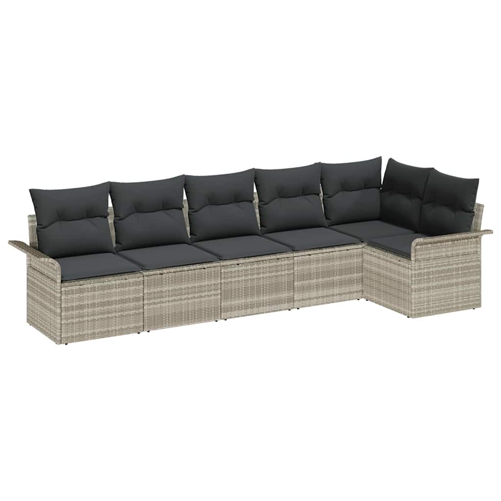 Tuin Sofa Set met kussen 6 pcs Lichtgrijs poly rattan is nu te koop bij PeponiXL, paradijselijk wonen!