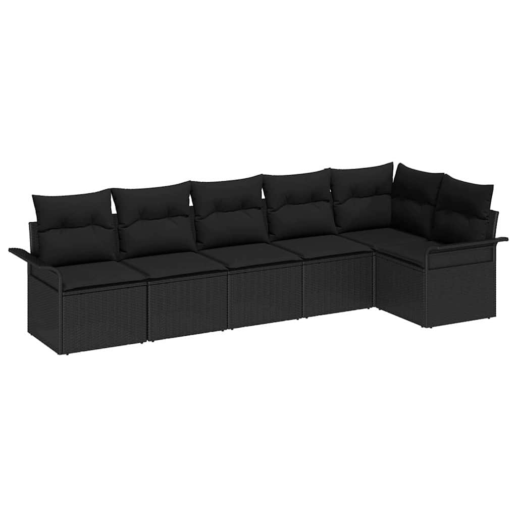 Tuin Sofa Set met kussen 6 pcs Zwart poly rattan is nu te koop bij PeponiXL, paradijselijk wonen!