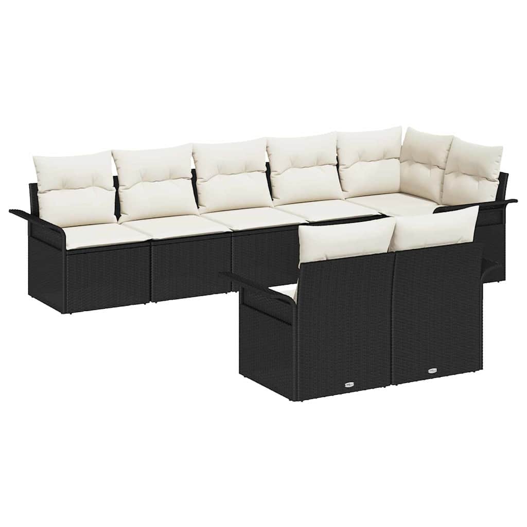 Tuin Sofa Set met kussen 8 pcs Zwart poly rattan is nu te koop bij PeponiXL, paradijselijk wonen!