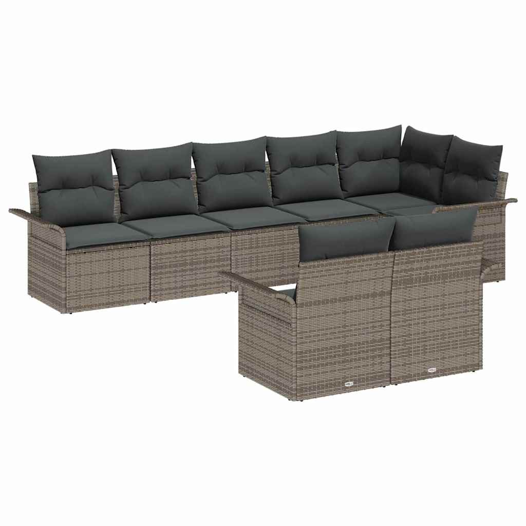 Tuin Sofa Set met kussen 8 pcs Grijs poly rattan is nu te koop bij PeponiXL, paradijselijk wonen!