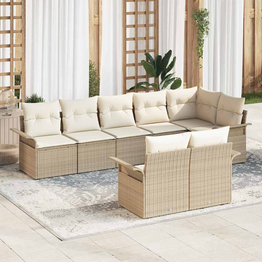 Tuin Sofa Set met kussen 8 pcs Beige poly rattan is nu te koop bij PeponiXL, paradijselijk wonen!