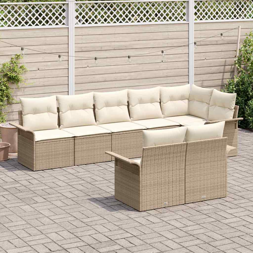 Tuin Sofa Set met kussen 8 pcs Beige poly rattan is nu te koop bij PeponiXL, paradijselijk wonen!