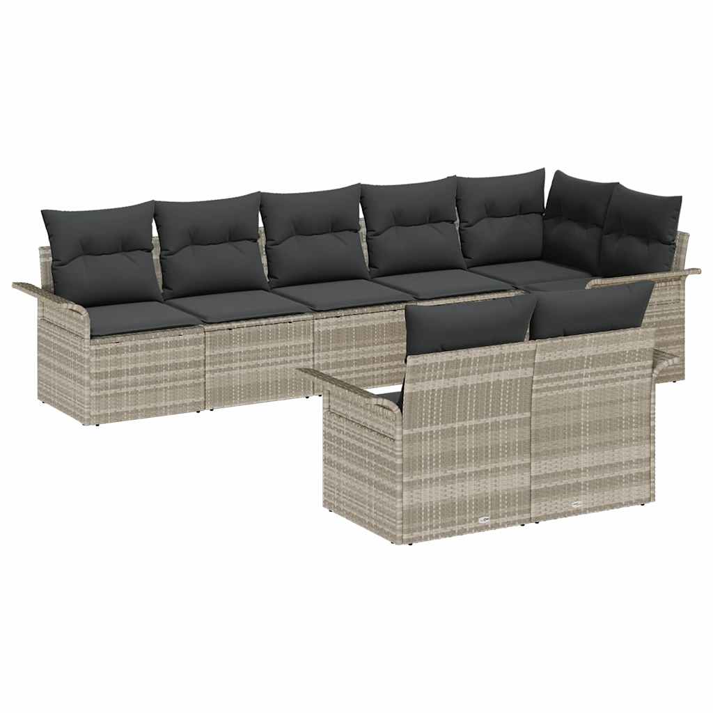 Tuin Sofa Set met kussen 8 pcs Lichtgrijs poly rattan is nu te koop bij PeponiXL, paradijselijk wonen!