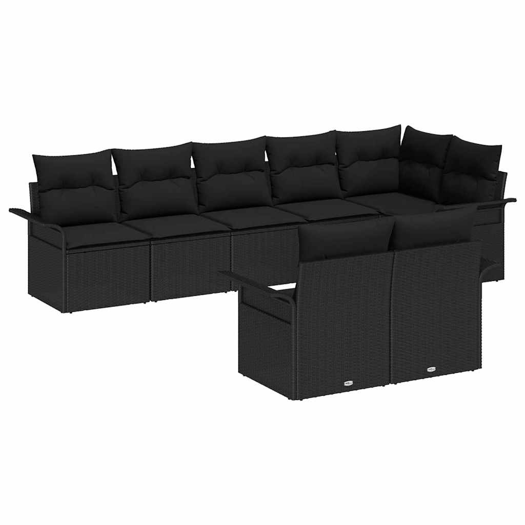 Tuin Sofa Set met kussen 8 pcs Zwart poly rattan is nu te koop bij PeponiXL, paradijselijk wonen!