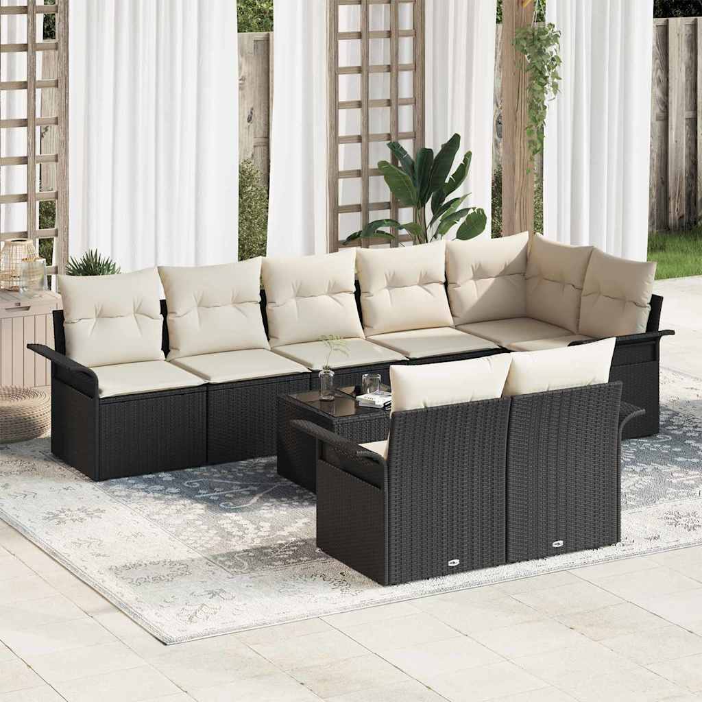 Tuin Sofa Set met kussen 9 pcs Zwart poly rattan is nu te koop bij PeponiXL, paradijselijk wonen!