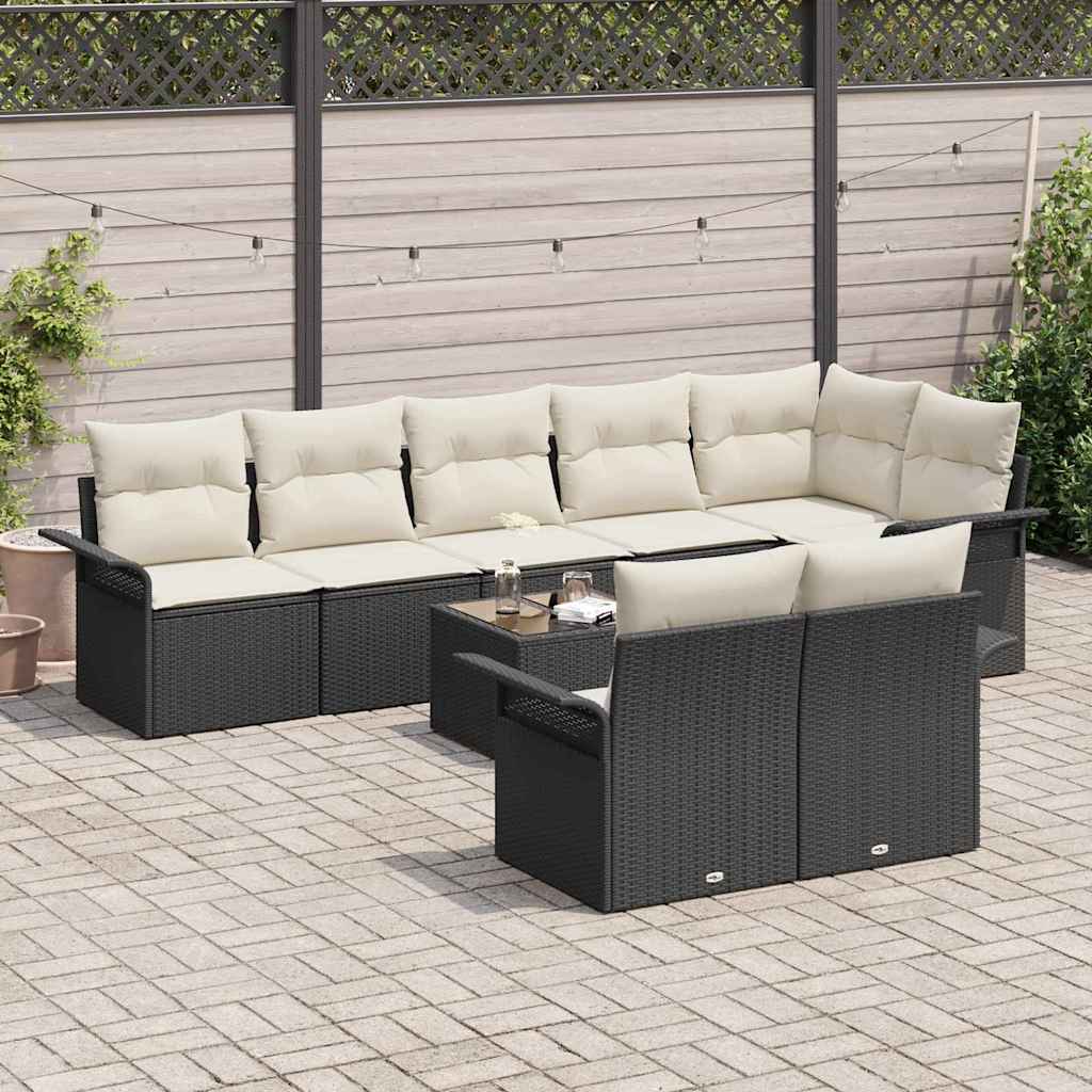 Tuin Sofa Set met kussen 9 pcs Zwart poly rattan is nu te koop bij PeponiXL, paradijselijk wonen!