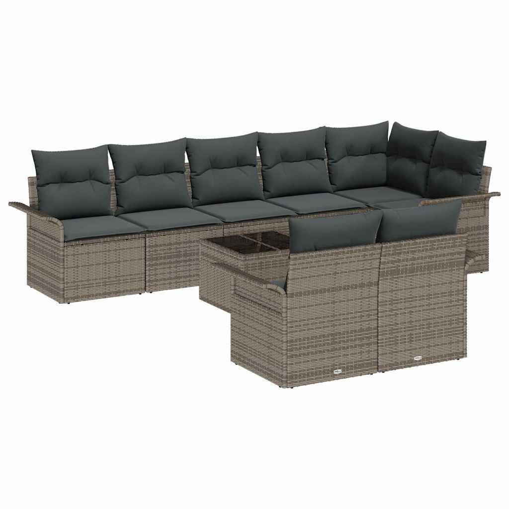 Tuin Sofa Set met kussen 9 pcs Grijs Poly riet is nu te koop bij PeponiXL, paradijselijk wonen!