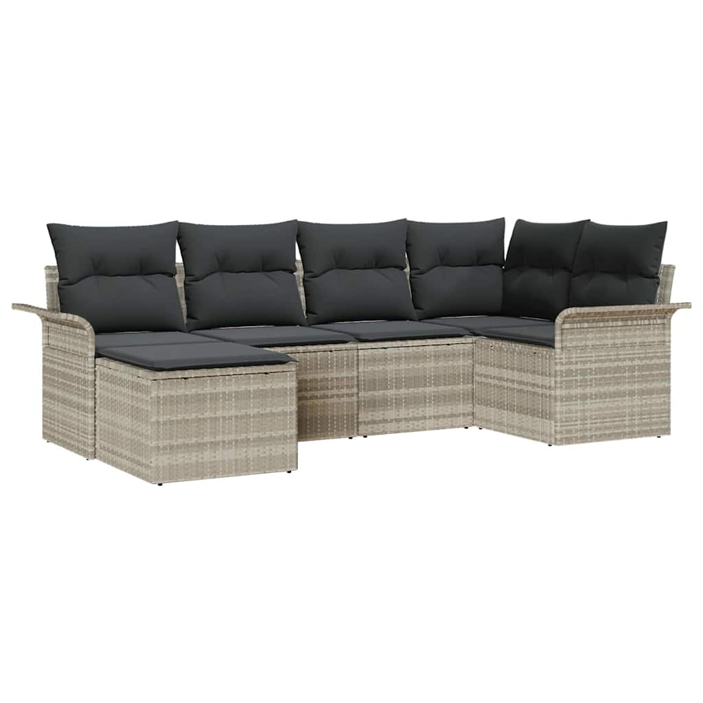 Tuin Sofa Set met kussen 6 pcs Lichtgrijs poly rattan is nu te koop bij PeponiXL, paradijselijk wonen!