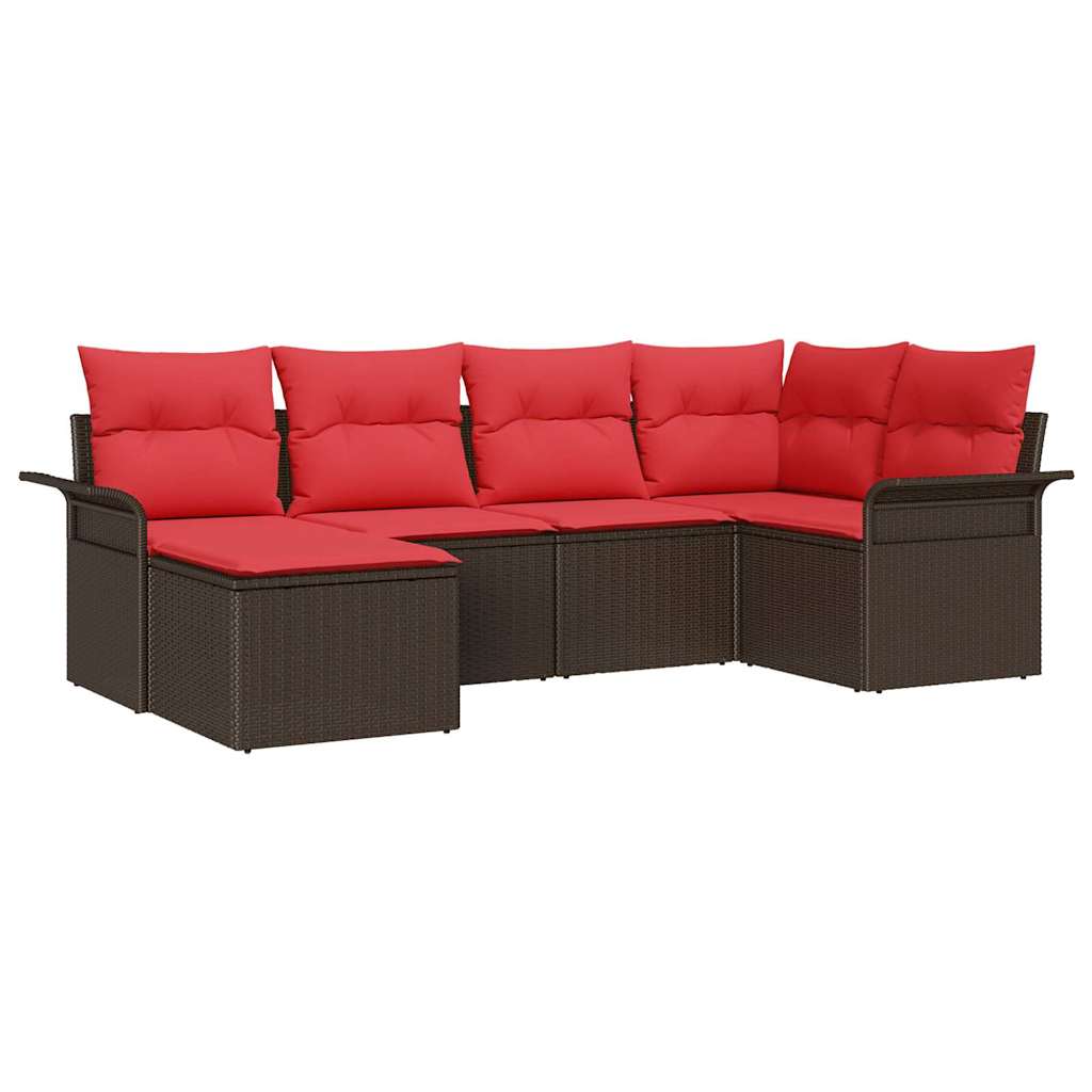 Tuin Sofa Set met kussen 6 pcs Bruin poly rattan is nu te koop bij PeponiXL, paradijselijk wonen!
