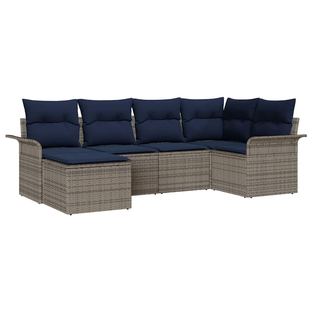 Tuin Sofa Set met kussen 6 pcs Grijs poly rattan is nu te koop bij PeponiXL, paradijselijk wonen!