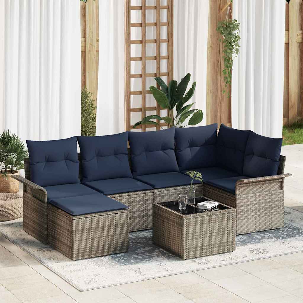 Tuin Sofa Set met kussen Grijs poly rattan is nu te koop bij PeponiXL, paradijselijk wonen!
