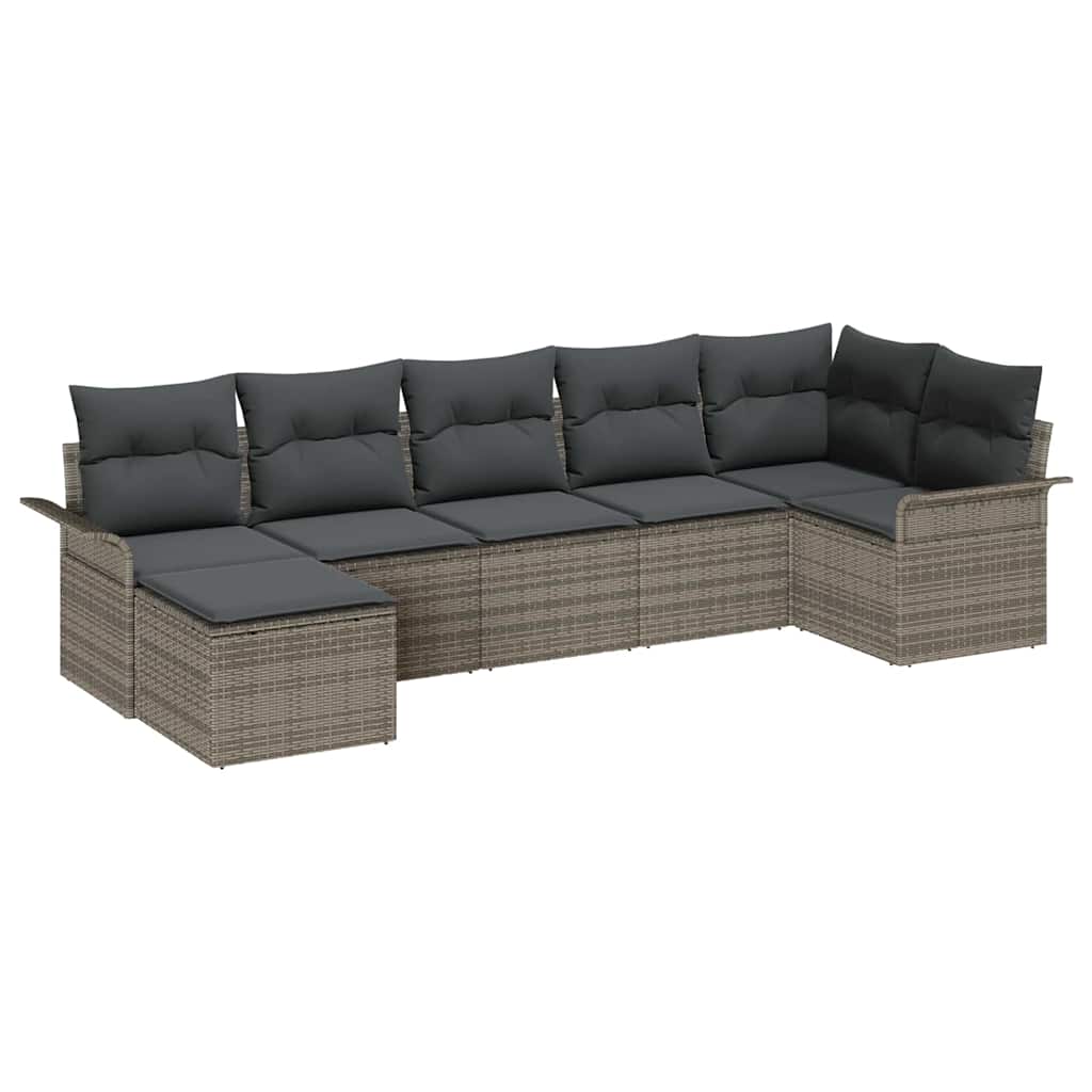 Tuin Sofa Set met kussen 7 pcs Grijs poly rattan is nu te koop bij PeponiXL, paradijselijk wonen!
