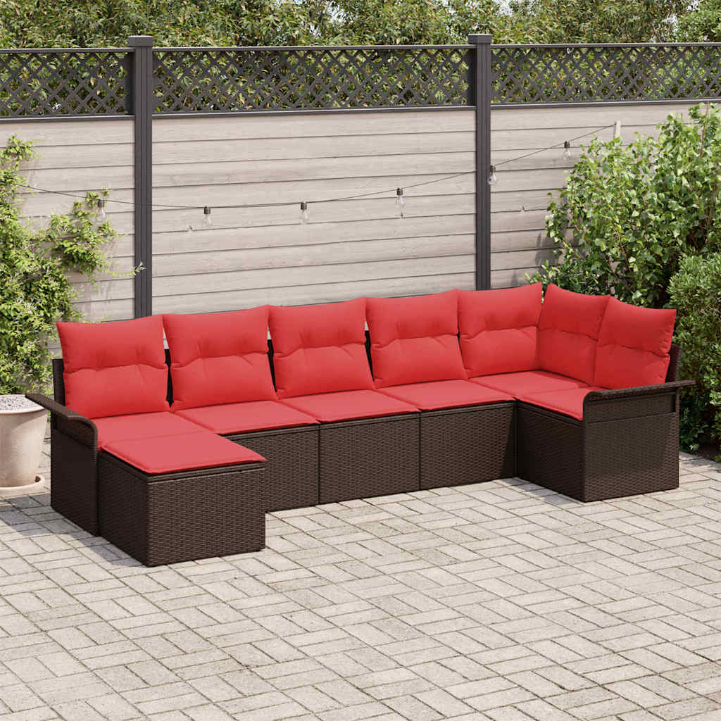 Tuin Sofa Set met kussen Bruin poly rattan is nu te koop bij PeponiXL, paradijselijk wonen!