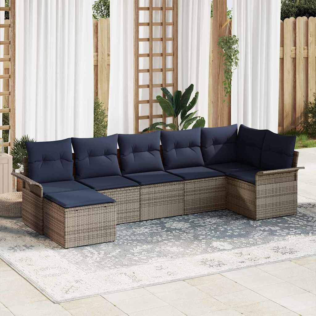 Tuin Sofa Set met kussen Grijs poly rattan is nu te koop bij PeponiXL, paradijselijk wonen!