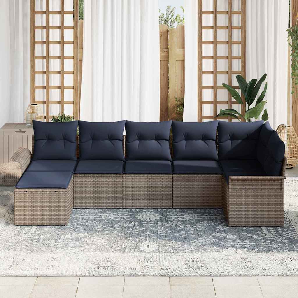 Tuin Sofa Set met kussen Grijs poly rattan is nu te koop bij PeponiXL, paradijselijk wonen!
