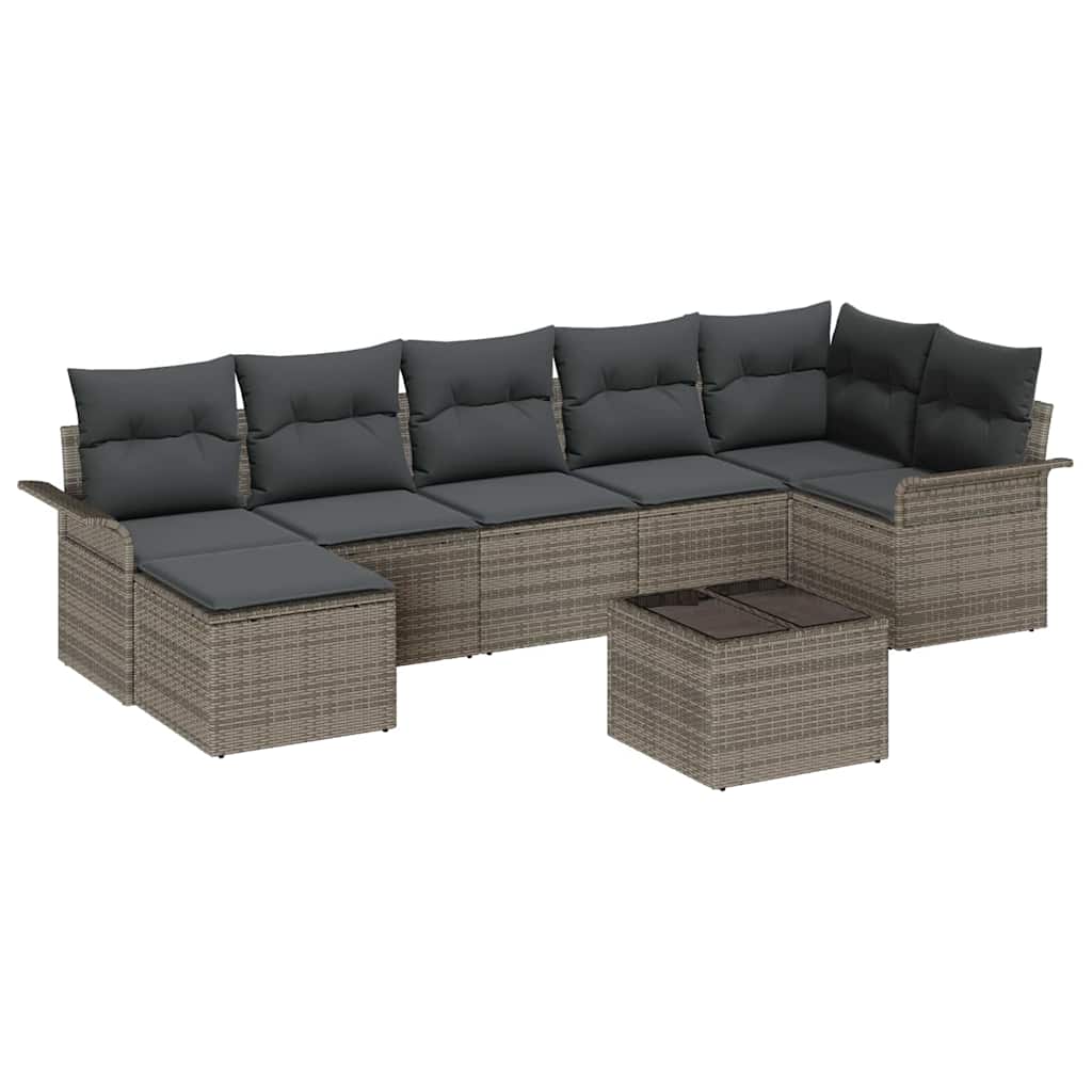 Tuin Sofa Set met kussen 8 pcs Grijs Poly riet is nu te koop bij PeponiXL, paradijselijk wonen!