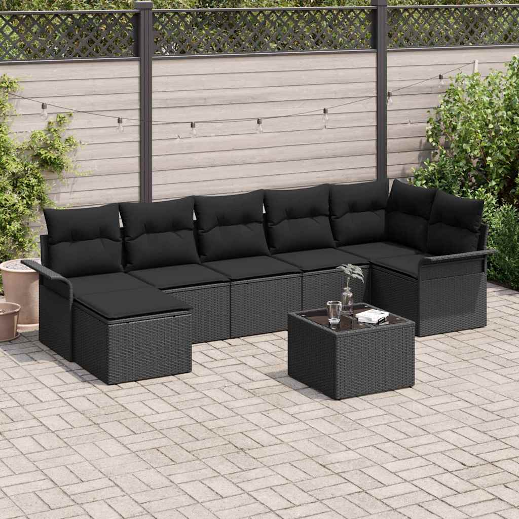 Tuin Sofa Set met kussen Zwart poly rattan is nu te koop bij PeponiXL, paradijselijk wonen!