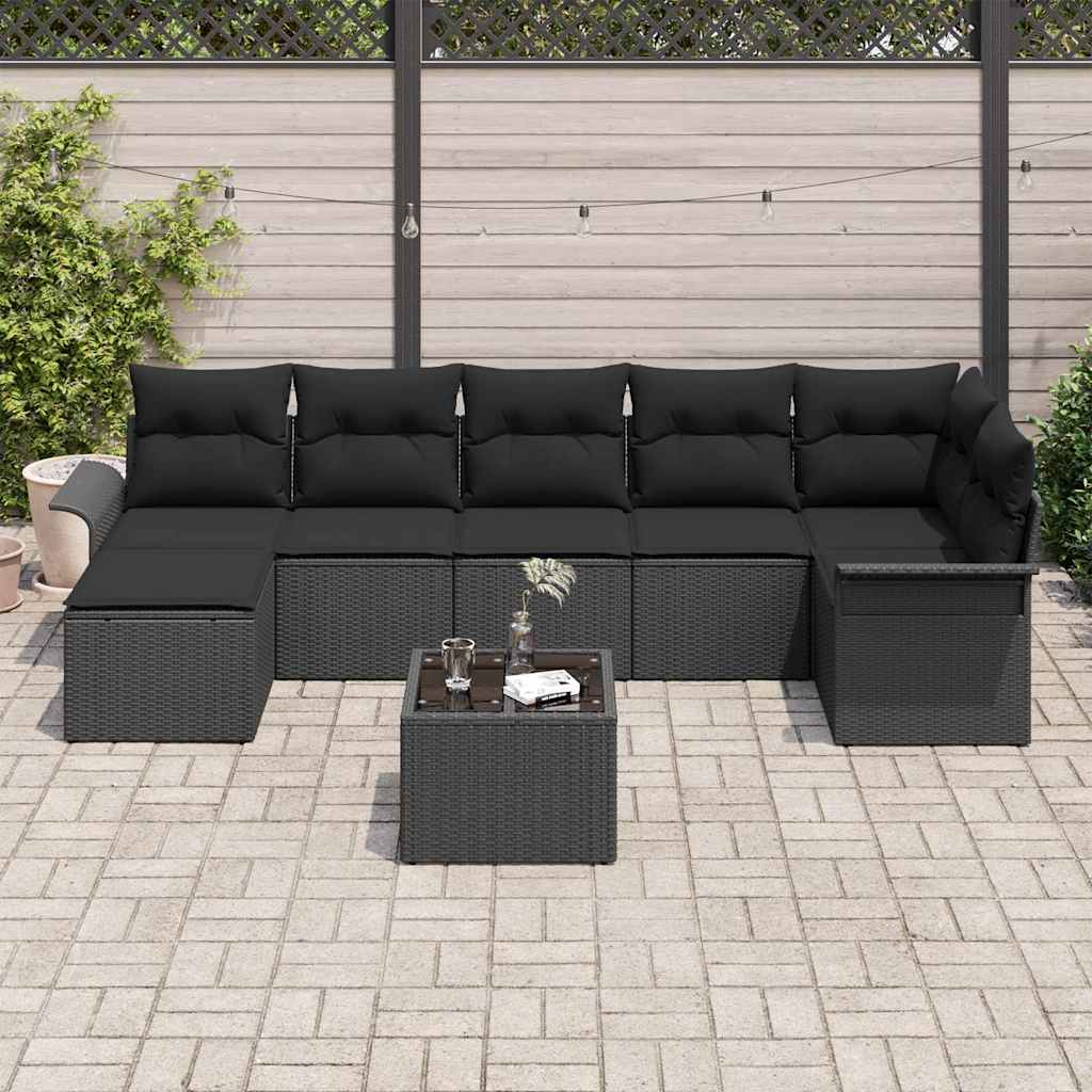 Tuin Sofa Set met kussen Zwart poly rattan is nu te koop bij PeponiXL, paradijselijk wonen!
