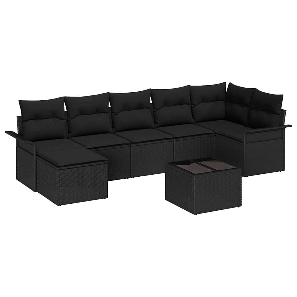 Tuin Sofa Set met kussen Zwart poly rattan is nu te koop bij PeponiXL, paradijselijk wonen!