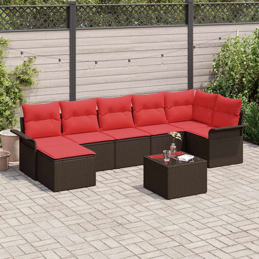 Tuin Sofa Set met kussen 8 pcs Bruin Poly riet is nu te koop bij PeponiXL, paradijselijk wonen!