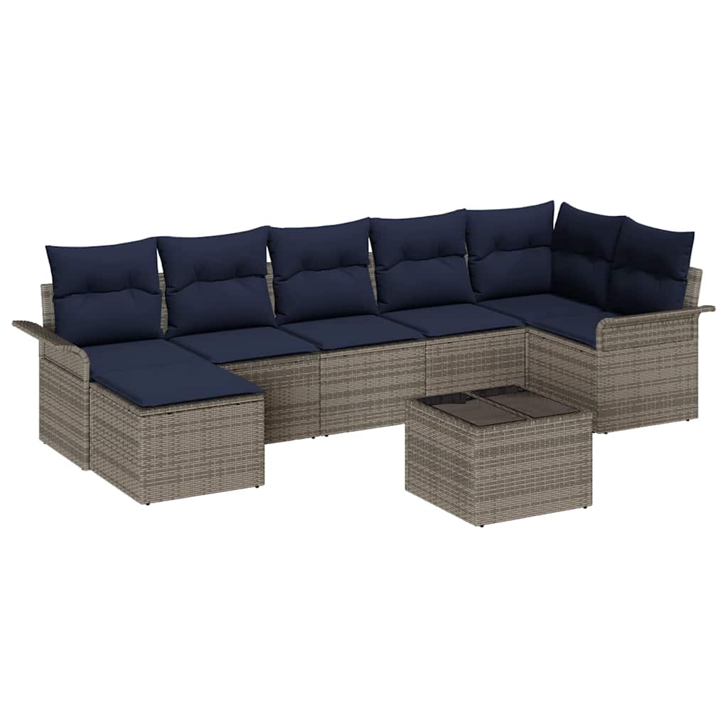 Tuin Sofa Set met kussen 8 pcs Grijs Poly riet is nu te koop bij PeponiXL, paradijselijk wonen!