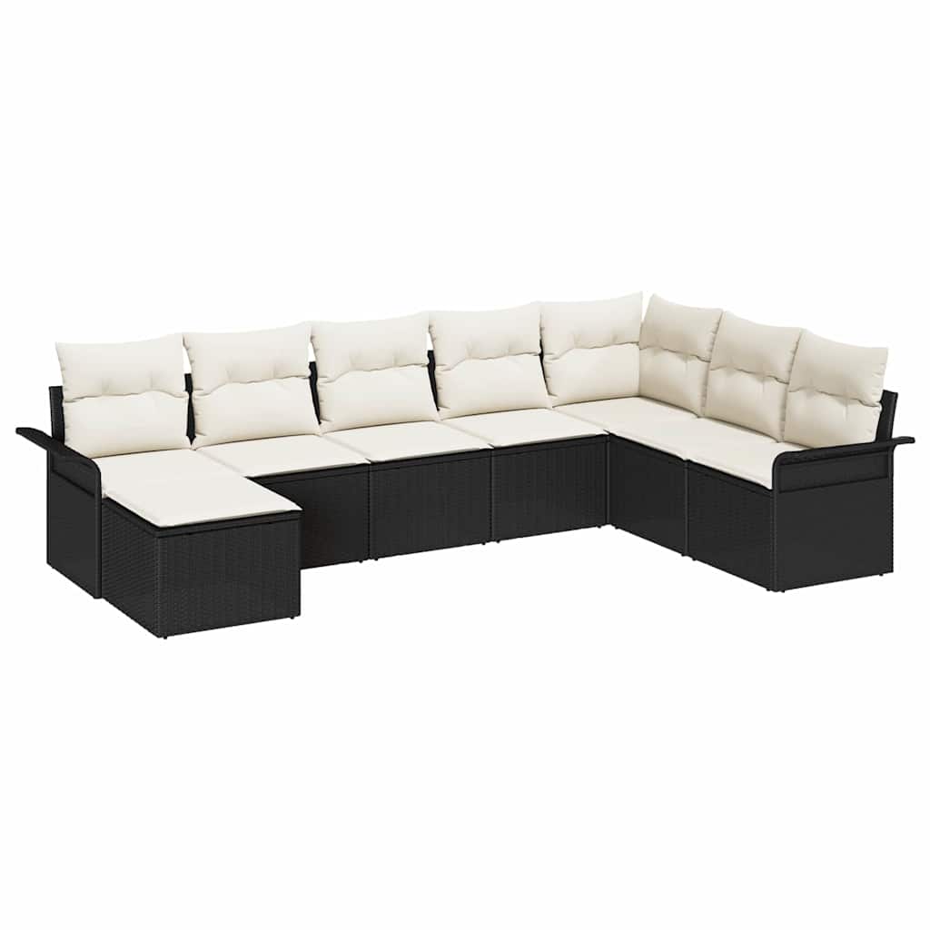 Tuin Sofa Set met kussen 8 pcs Zwart poly rattan
