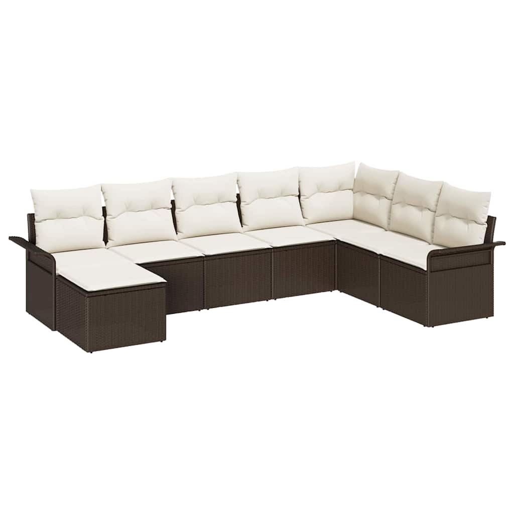 Tuin Sofa Set met kussen 8 pcs Bruin poly rattan is nu te koop bij PeponiXL, paradijselijk wonen!
