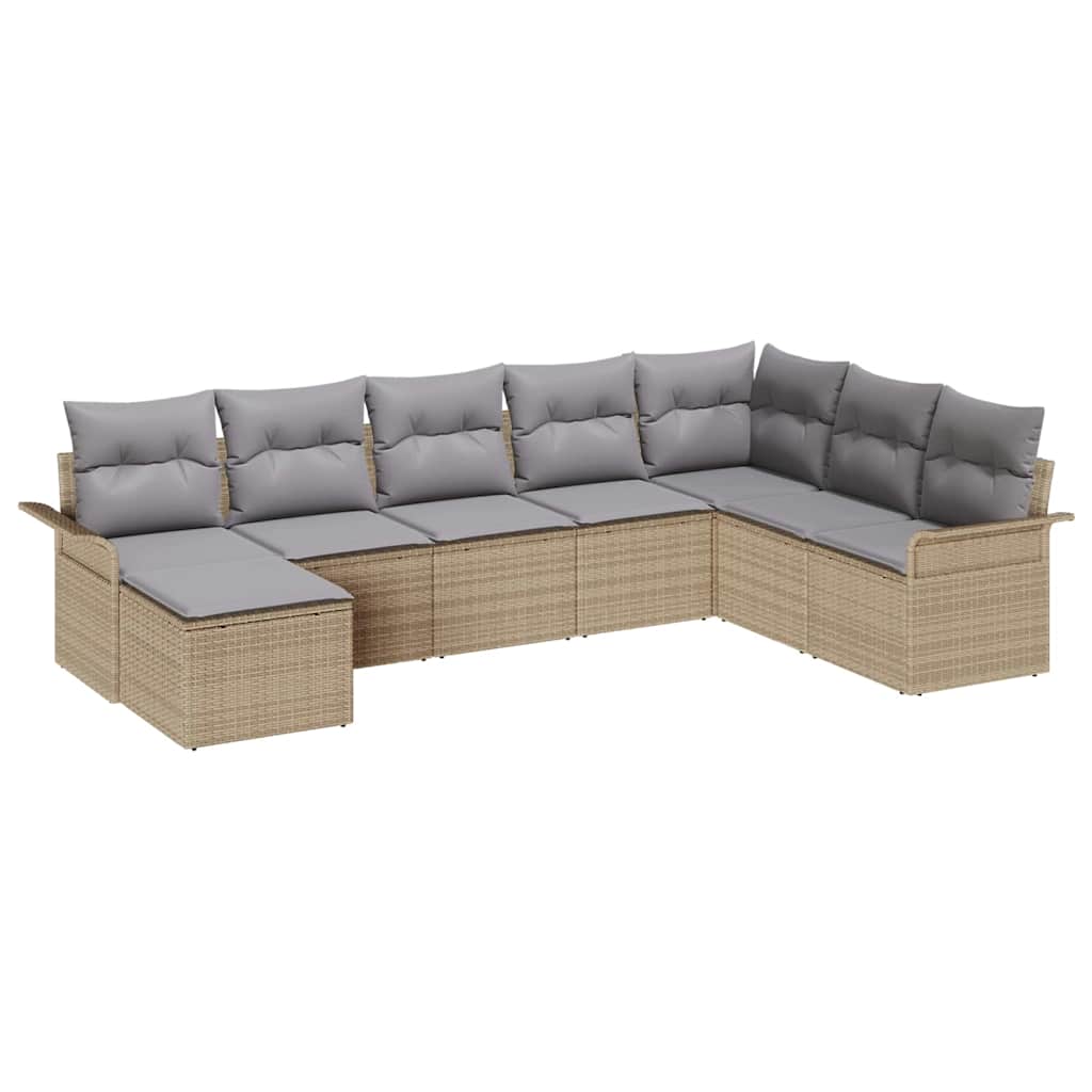 Tuin Sofa Set met kussen 8 pcs Beige poly rattan is nu te koop bij PeponiXL, paradijselijk wonen!