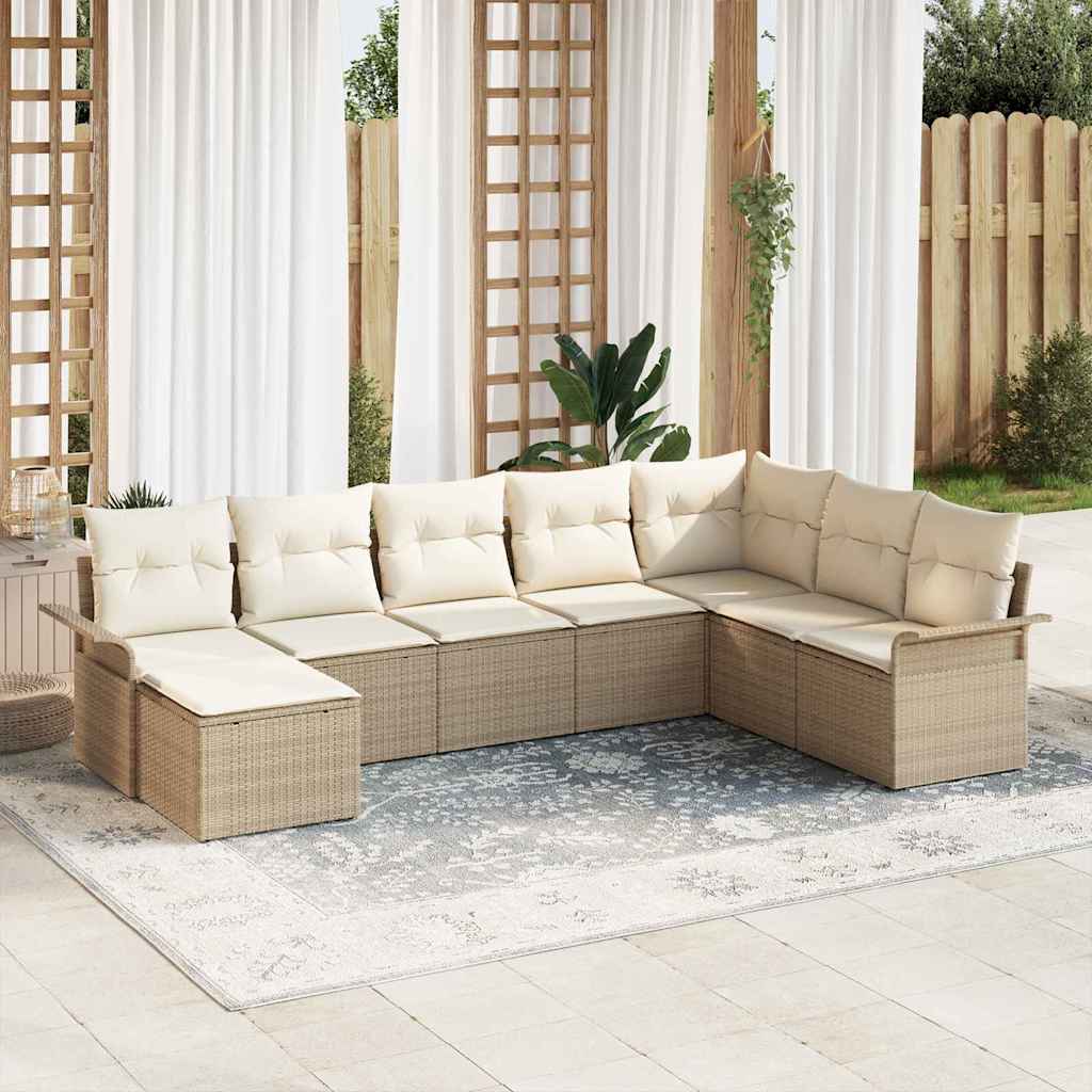 Tuin Sofa Set met kussen 8 pcs Beige poly rattan is nu te koop bij PeponiXL, paradijselijk wonen!