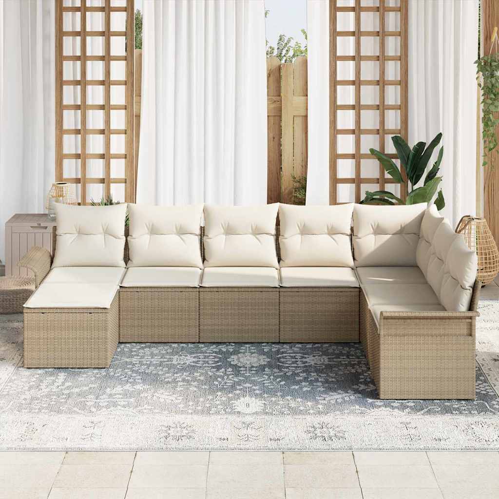 Tuin Sofa Set met kussen 8 pcs Beige poly rattan is nu te koop bij PeponiXL, paradijselijk wonen!