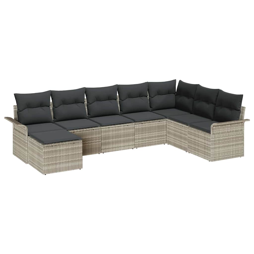 Tuin Sofa Set met kussen 8 pcs Lichtgrijs poly rattan is nu te koop bij PeponiXL, paradijselijk wonen!