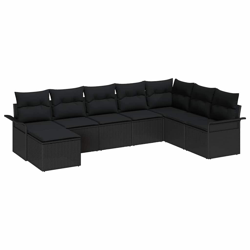 Tuin Sofa Set met kussen 8 pcs Zwart poly rattan is nu te koop bij PeponiXL, paradijselijk wonen!