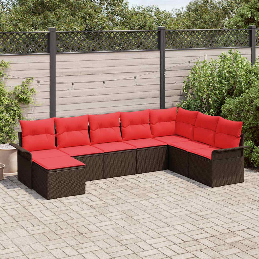 Tuin Sofa Set met kussen 8 pcs Bruin poly rattan is nu te koop bij PeponiXL, paradijselijk wonen!