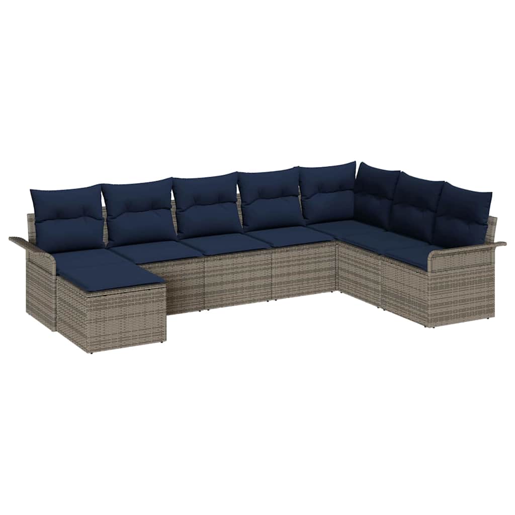 Tuin Sofa Set met kussen 8 pcs Grijs poly rattan is nu te koop bij PeponiXL, paradijselijk wonen!