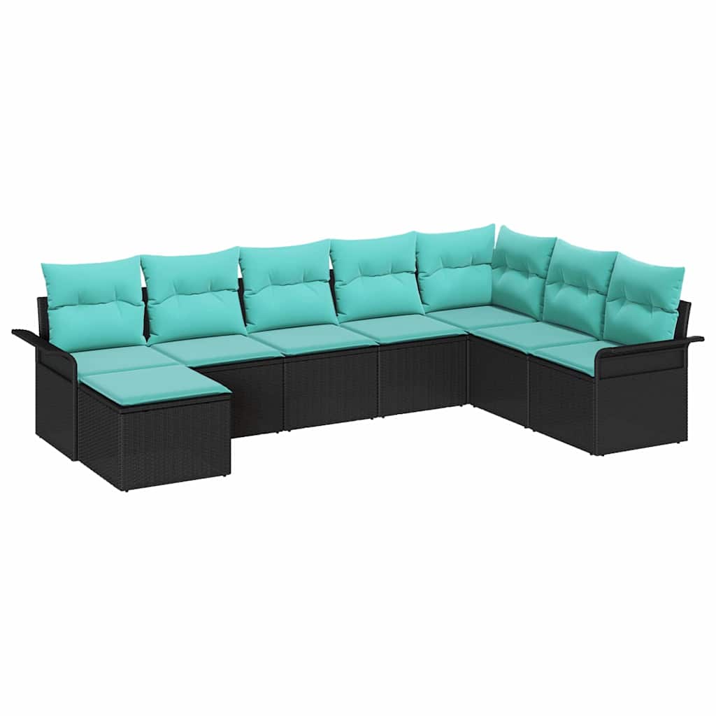 Tuin Sofa Set met kussen 8 pcs Zwart poly rattan is nu te koop bij PeponiXL, paradijselijk wonen!
