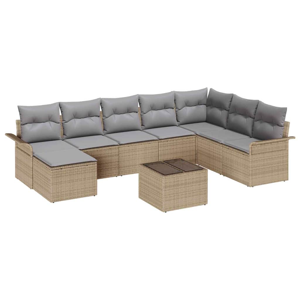 Tuin Sofa Set met kussen 9 pcs Beige poly rattan is nu te koop bij PeponiXL, paradijselijk wonen!