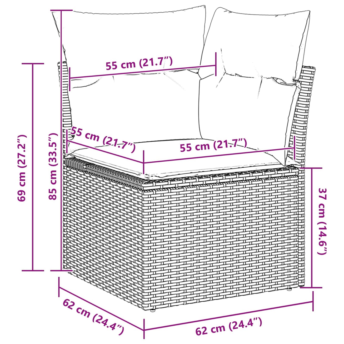 Tuin Sofa Set met kussen 9 pcs Bruin poly rattan is nu te koop bij PeponiXL, paradijselijk wonen!