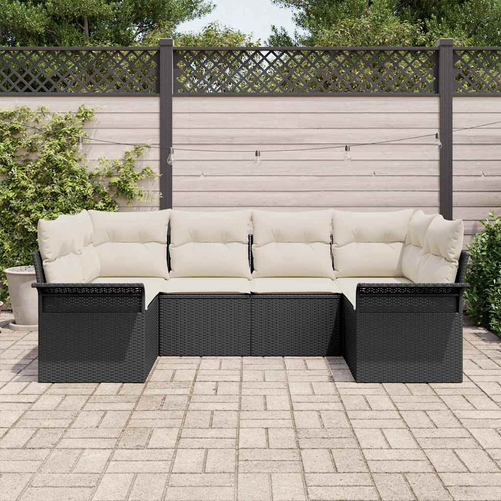 Tuinbankenset met kussen 6 pcs Zwart poly rattan is nu te koop bij PeponiXL, paradijselijk wonen!
