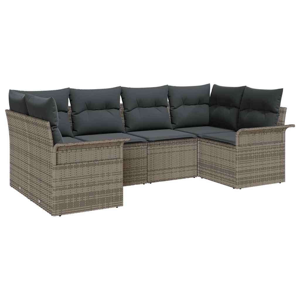 Tuinbankenset met kussen 6 pcs Grijs poly rattan is nu te koop bij PeponiXL, paradijselijk wonen!
