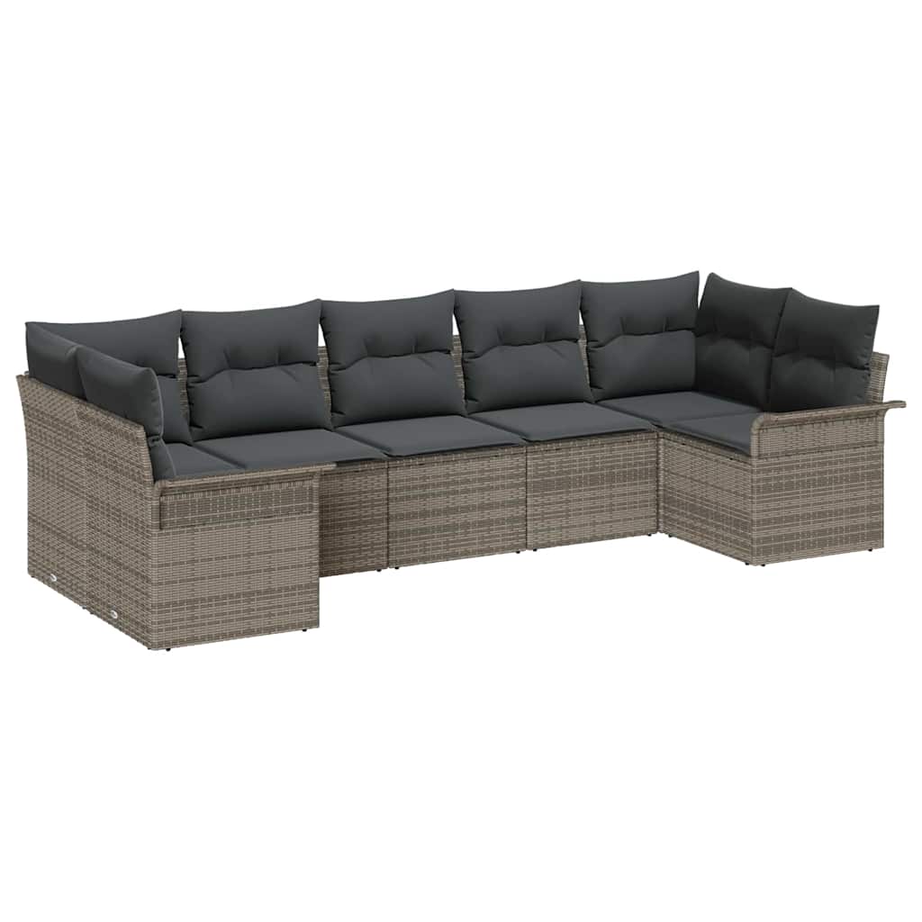 Tuin Sofa Set met kussen 7 pcs Grijs poly rattan is nu te koop bij PeponiXL, paradijselijk wonen!