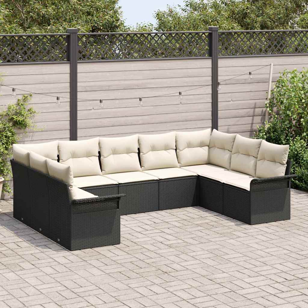 Tuinbankenset met kussen Zwart poly rattan is nu te koop bij PeponiXL, paradijselijk wonen!